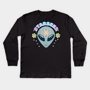 Star Being Face With "Starseed" Kids Long Sleeve T-Shirt